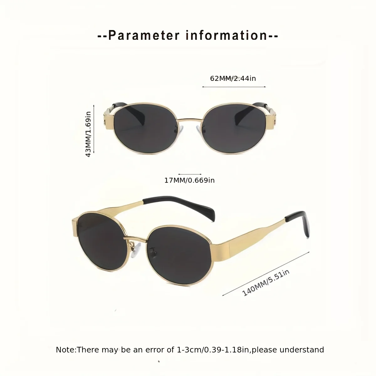 2pcs/ Oval Shape Metal Sunglasses Classic Men's Vintage Sun Glasses Women Outdoor Leisure Eyewear UV400 Ladies Shades