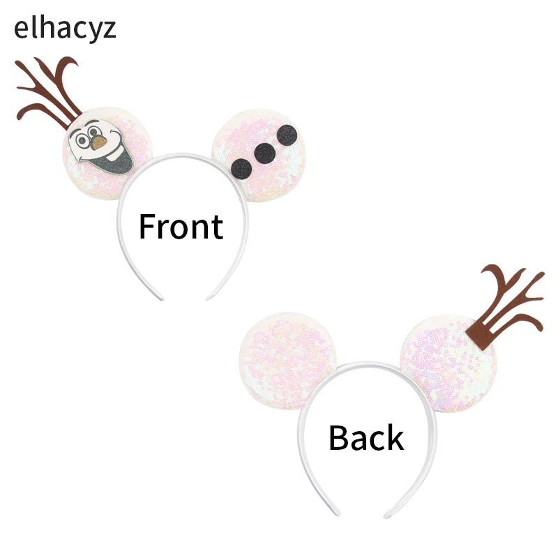 Mickey Cartoon Olaf Headbands for Kids Cute Snowman Ears Hair Accessories Women Elsa Frozen Hairband Girls Cosplay Headwear Gift