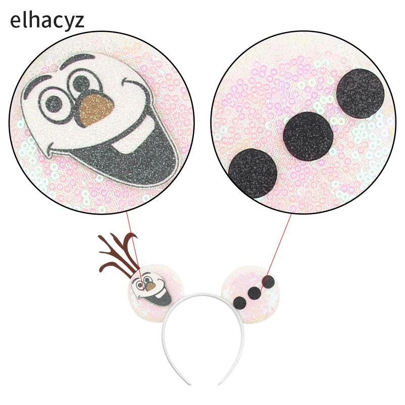 Mickey Cartoon Olaf Headbands for Kids Cute Snowman Ears Hair Accessories Women Elsa Frozen Hairband Girls Cosplay Headwear Gift
