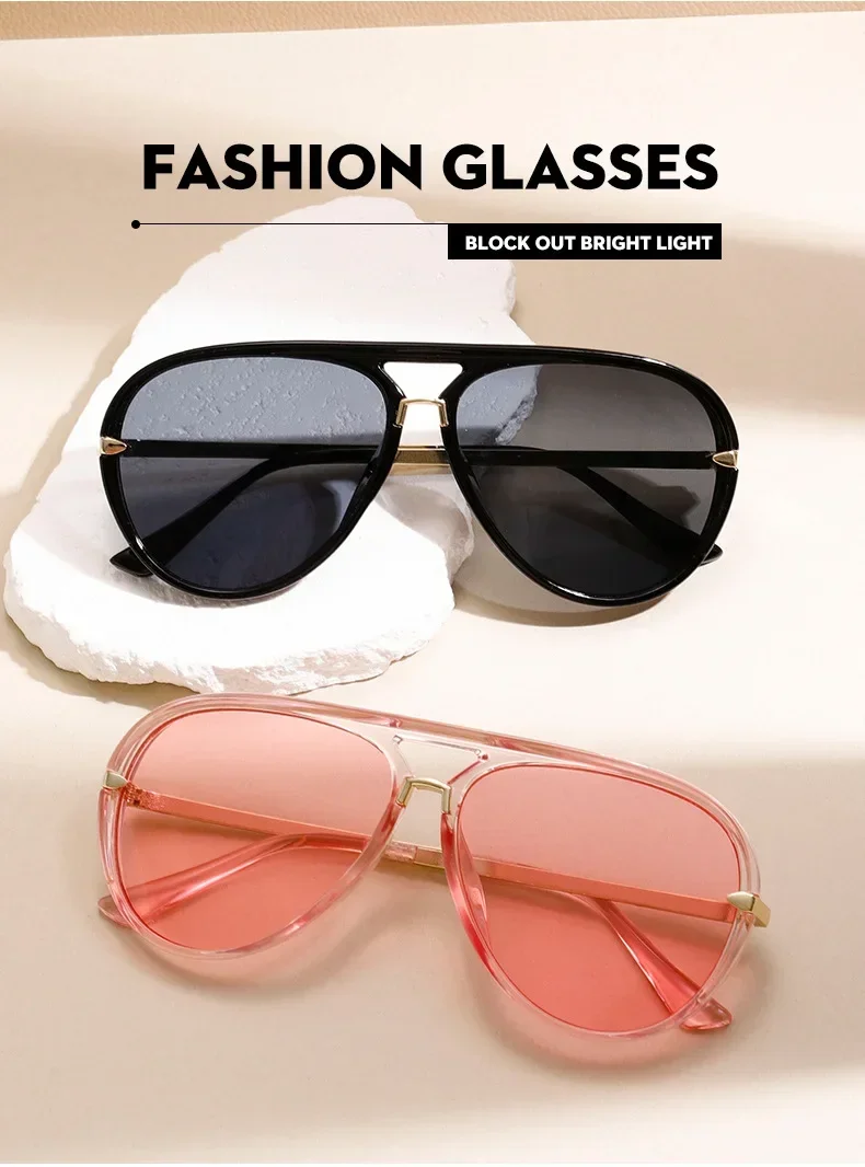 Candy Color Trendy Oversized Pilot Sunglasses Women Summer Fashion Alloy Frame Pilot Sun Glasses Luxury Brand Outdoor Y2K Shades