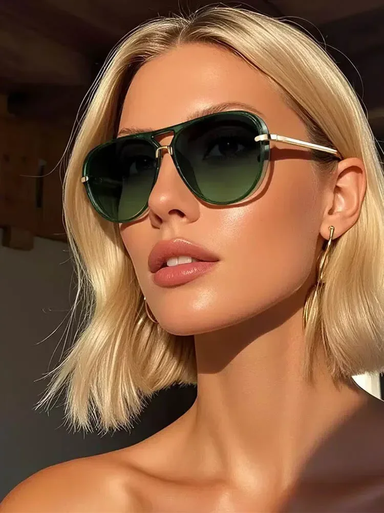 Candy Color Trendy Oversized Pilot Sunglasses Women Summer Fashion Alloy Frame Pilot Sun Glasses Luxury Brand Outdoor Y2K Shades