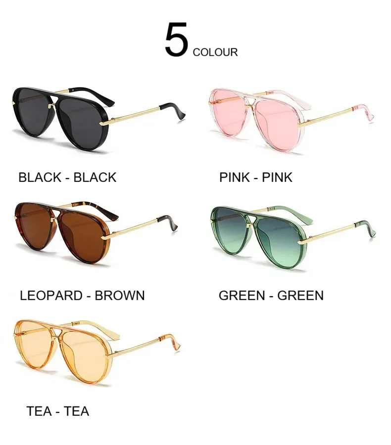Candy Color Trendy Oversized Pilot Sunglasses Women Summer Fashion Alloy Frame Pilot Sun Glasses Luxury Brand Outdoor Y2K Shades