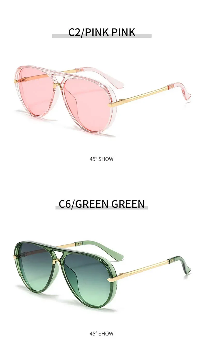 Candy Color Trendy Oversized Pilot Sunglasses Women Summer Fashion Alloy Frame Pilot Sun Glasses Luxury Brand Outdoor Y2K Shades