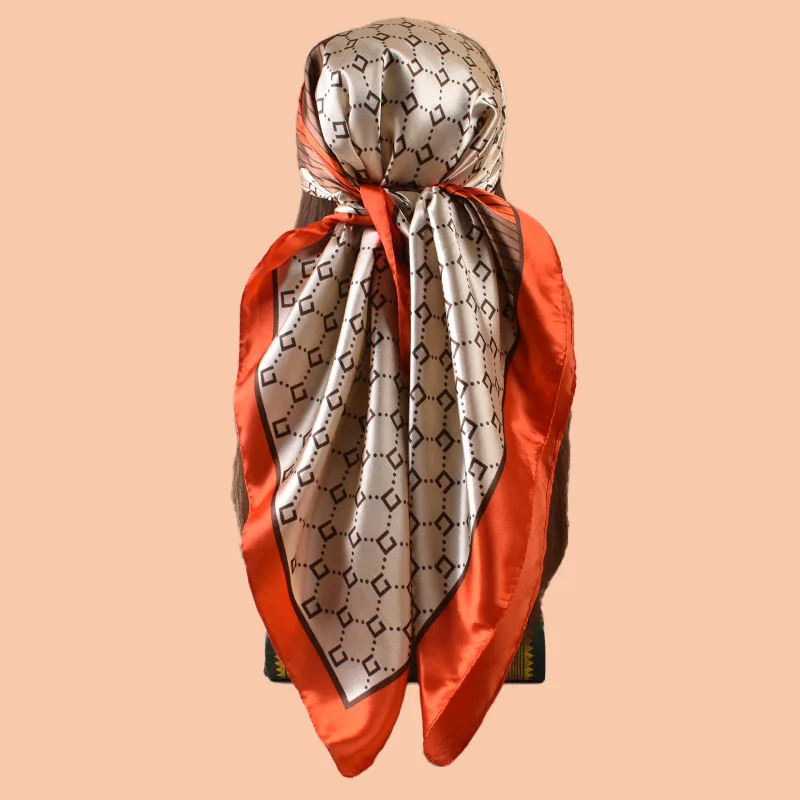 1PC Women's Summer Beach Accessory Fashion Satin Square Scarf 90*90inch Multi-use Headscarf Party Use Versatile Hair Towel