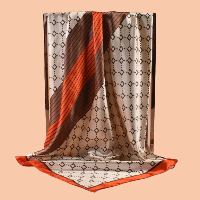 1PC Women's Summer Beach Accessory Fashion Satin Square Scarf 90*90inch Multi-use Headscarf Party Use Versatile Hair Towel