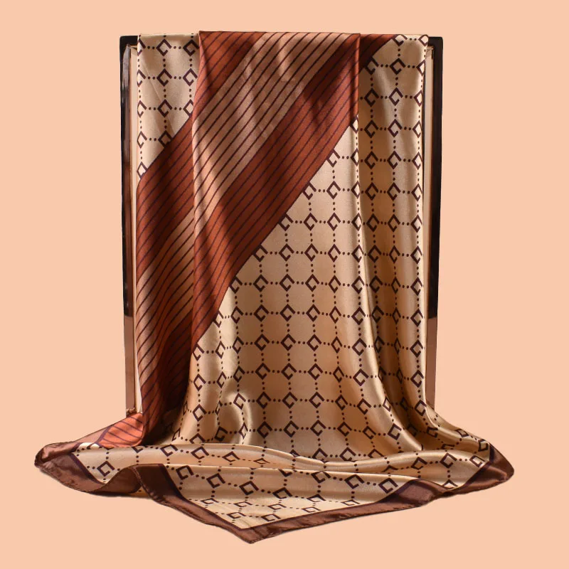 1PC Women's Summer Beach Accessory Fashion Satin Square Scarf 90*90inch Multi-use Headscarf Party Use Versatile Hair Towel