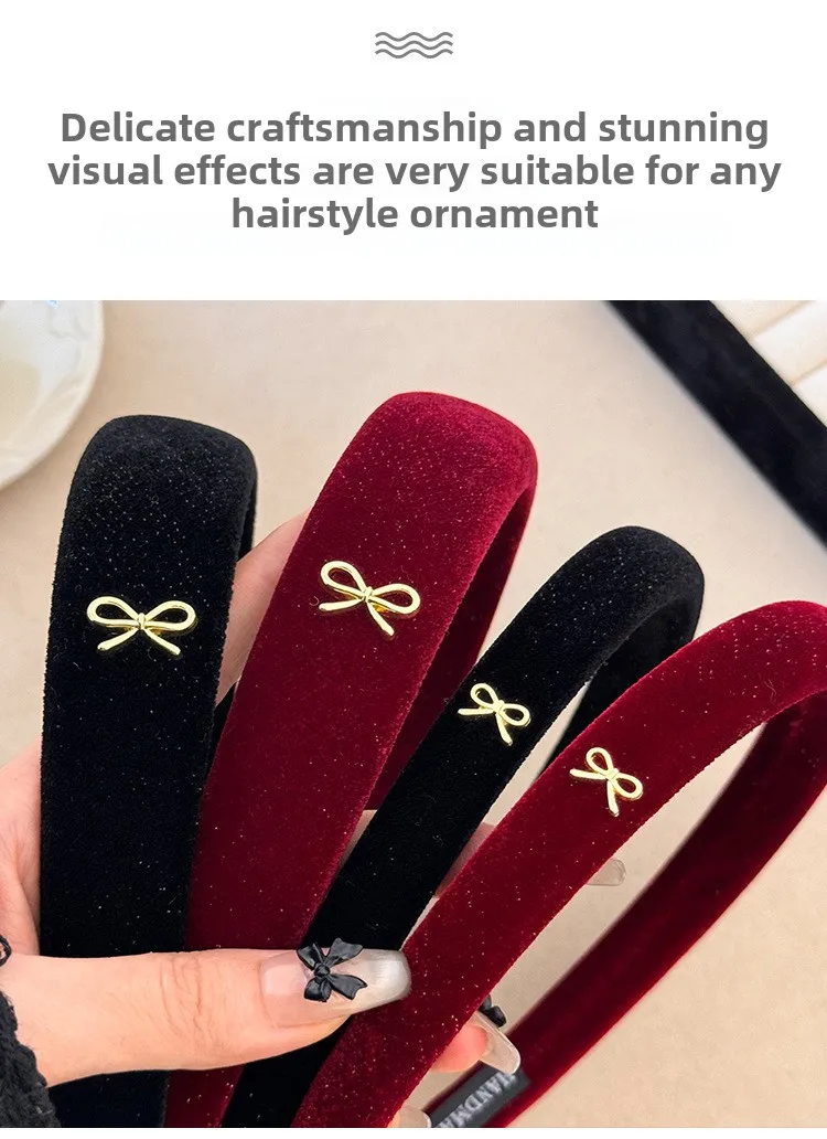 Korean autumn winter atmosphere headband women's 2024 new high cranial top velvet headband high sense retro hair accessories