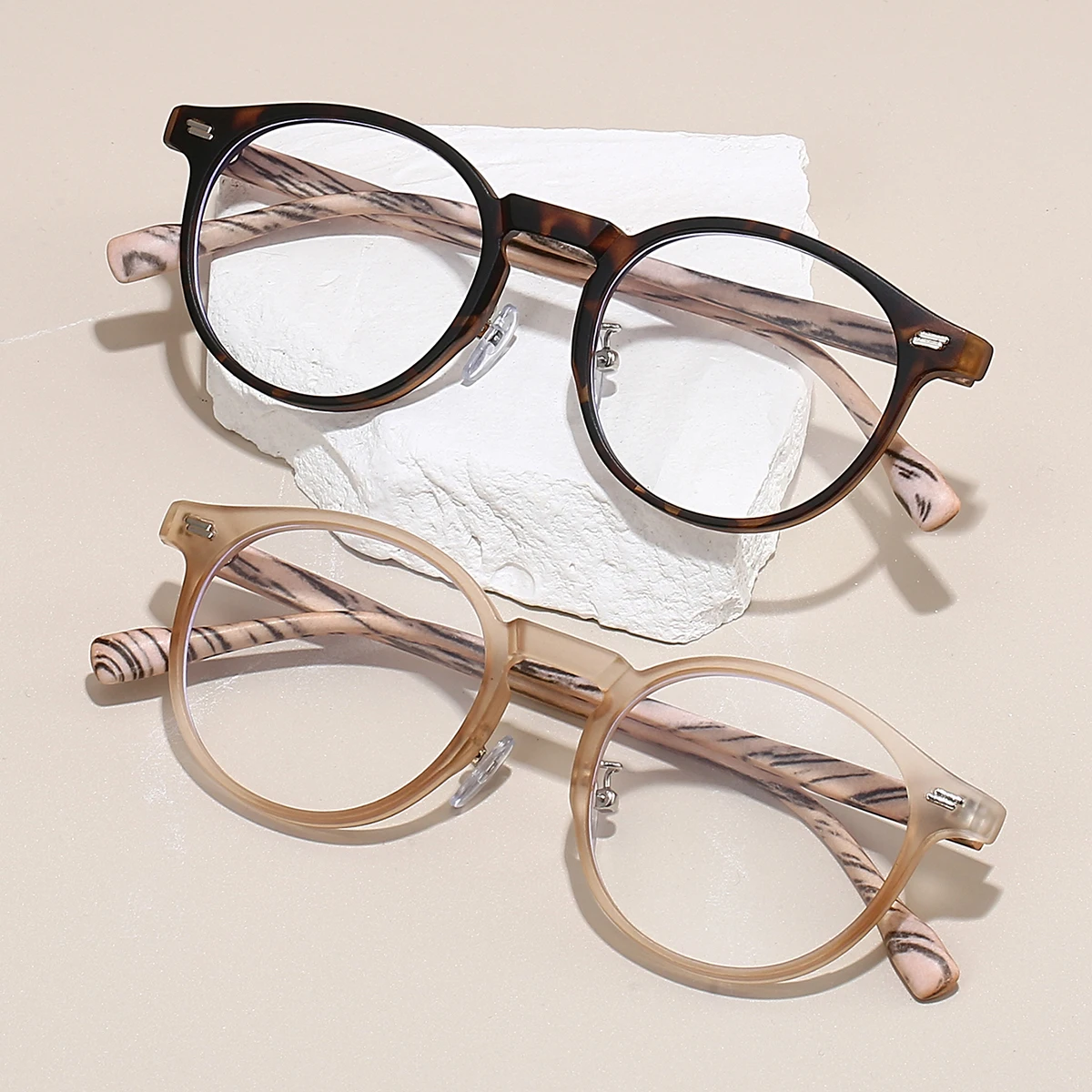 KAMMPT Vintage Round Glasses Fashion Retro Blue Light Blocking Eyeglasses Trendy Stylish Design Candy Color Rim Optical Frames