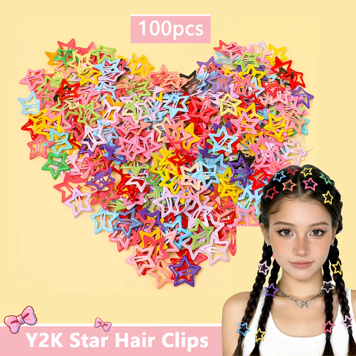 50/100pcs Colorful Star Hair Clips Durable Hair Accessories for Women Fashionable Hair Decorations for School Parties Vacations