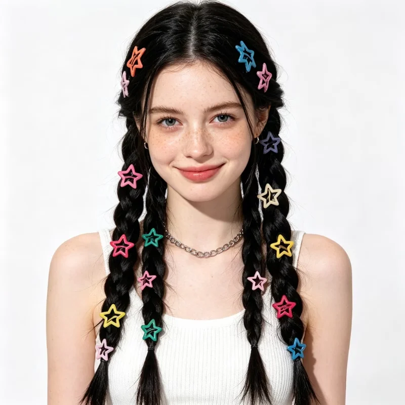 50/100pcs Colorful Star Hair Clips Durable Hair Accessories for Women Fashionable Hair Decorations for School Parties Vacations
