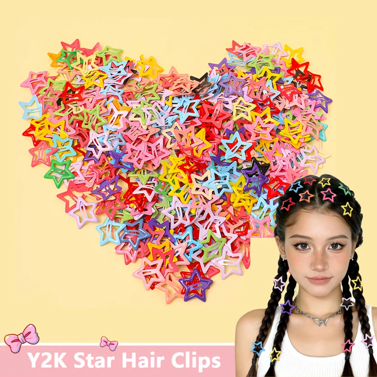 50/100pcs Colorful Star Hair Clips Durable Hair Accessories for Women Fashionable Hair Decorations for School Parties Vacations