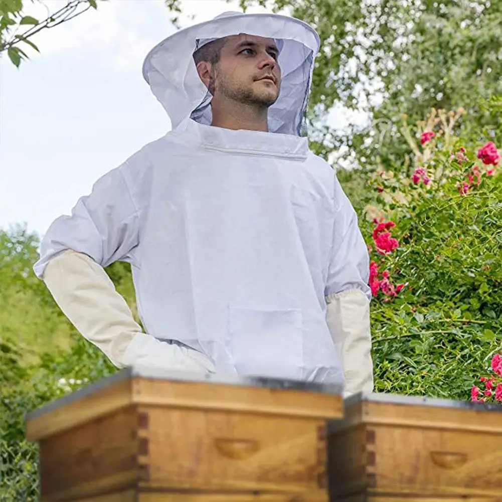 Lightweight Version Protective Beekeeping Jacket Veil Smock Equipment Beekeeping Hat Sleeve Beekeeper Suit Apiculture Bee Dress
