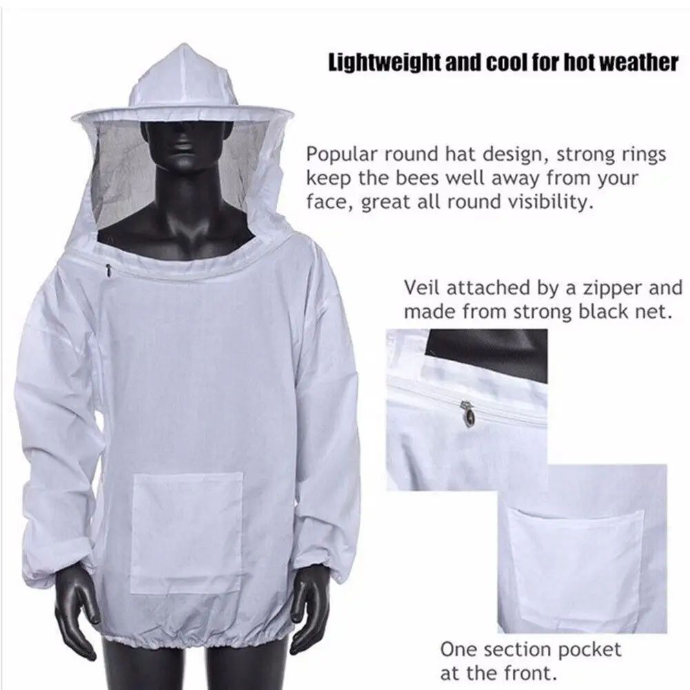 Lightweight Version Protective Beekeeping Jacket Veil Smock Equipment Beekeeping Hat Sleeve Beekeeper Suit Apiculture Bee Dress