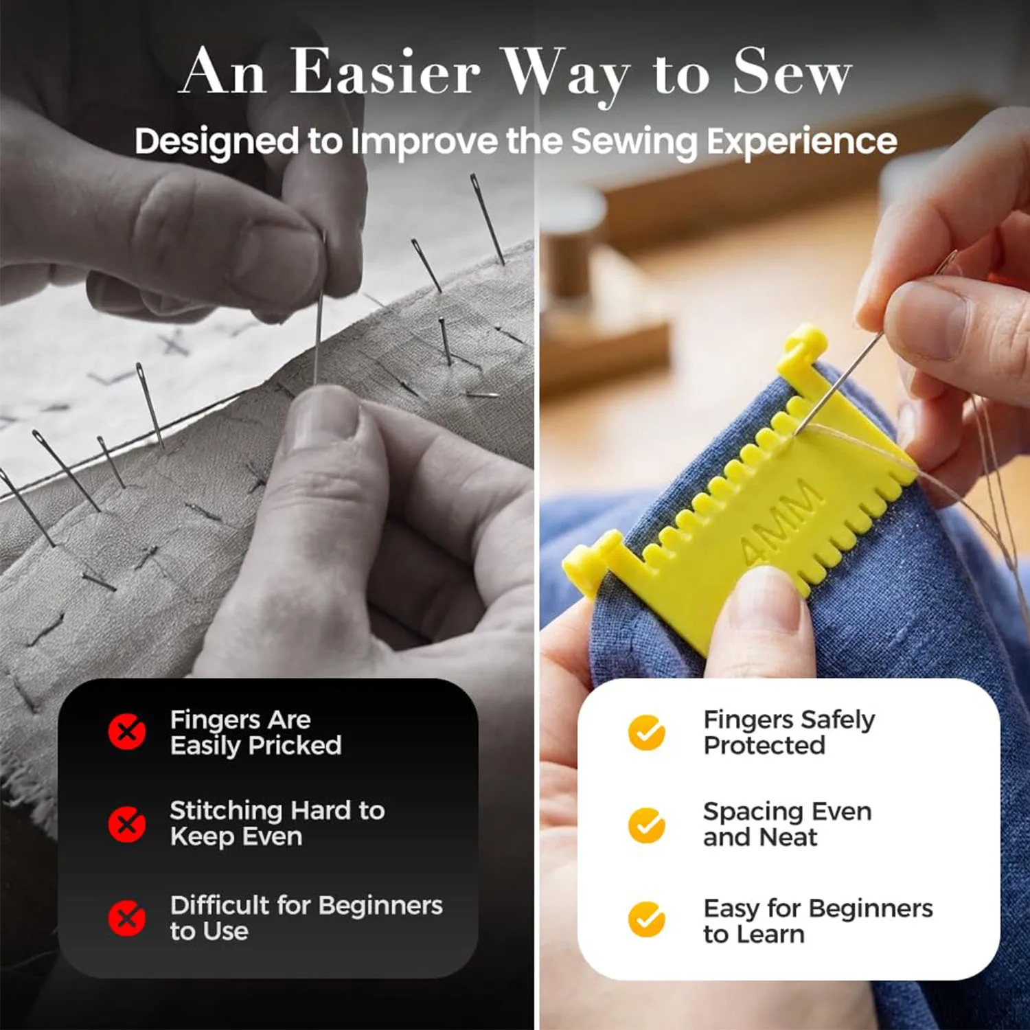 1 Piece Quilting Sewing Gauge Tool For Hemming, Edge Stitching, And Seam Guidance