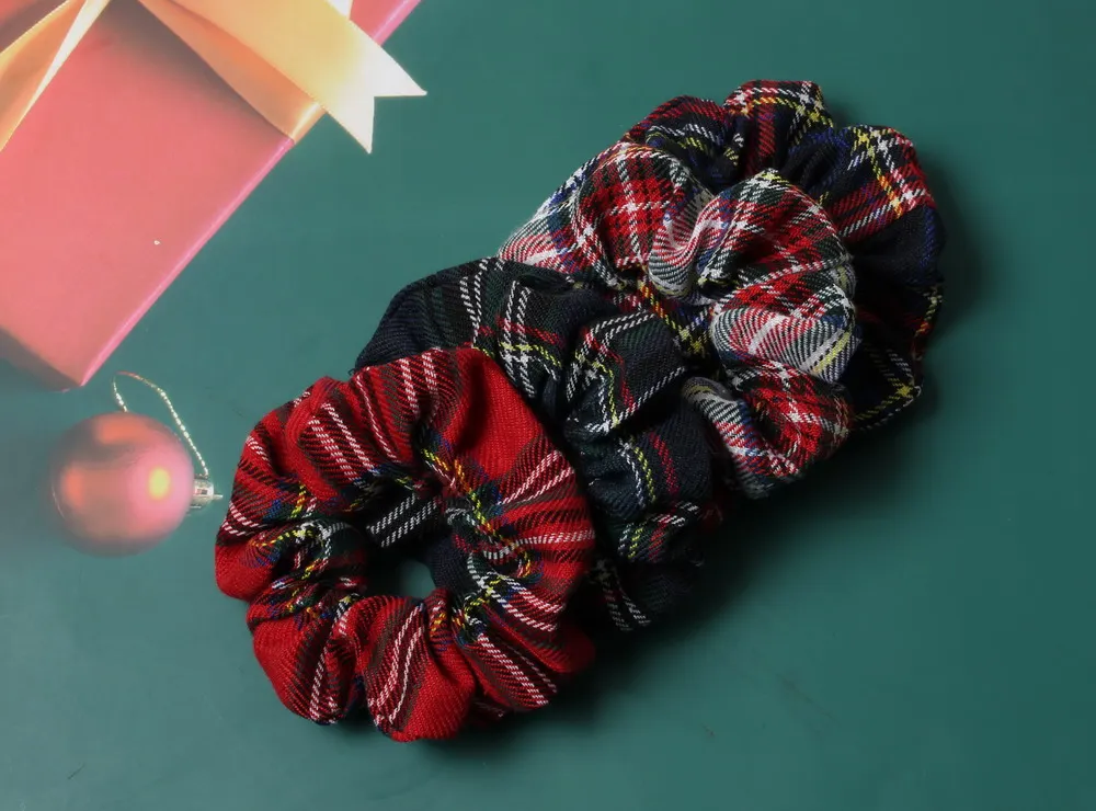 2pcs Plaid Scrunchies Set Autumn and Winter Women Hair Elastic Hair Bands Girls Hair Ties Ponytail Holders  Hair Accessories
