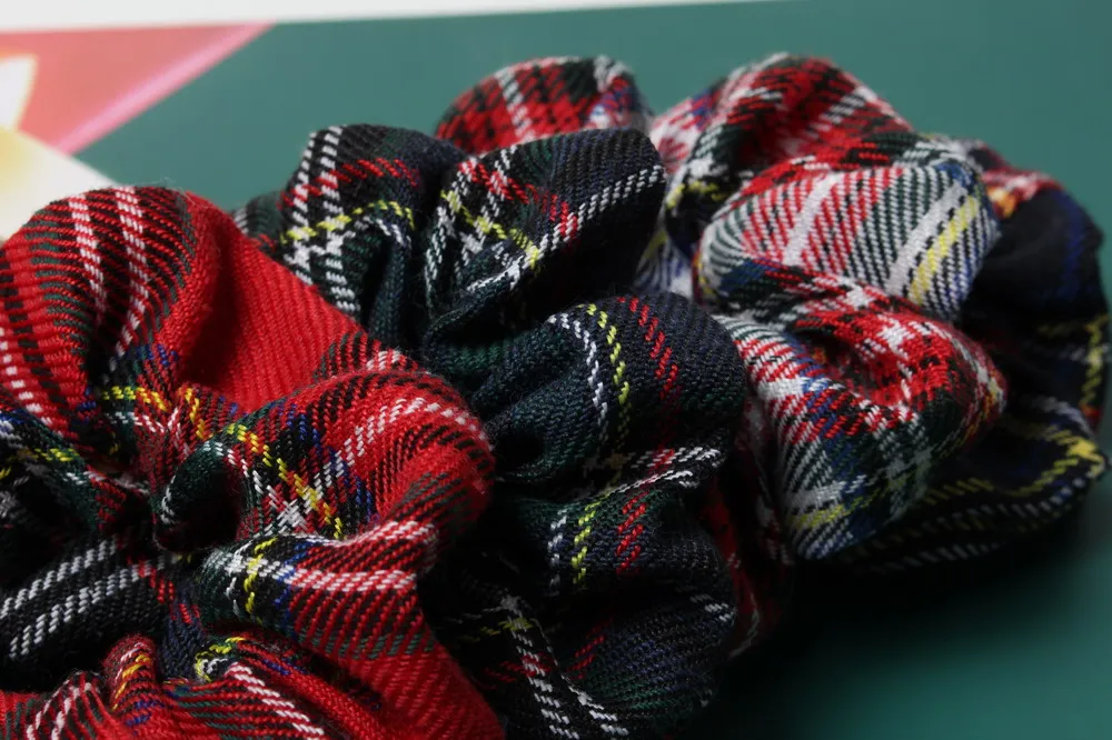 2pcs Plaid Scrunchies Set Autumn and Winter Women Hair Elastic Hair Bands Girls Hair Ties Ponytail Holders  Hair Accessories