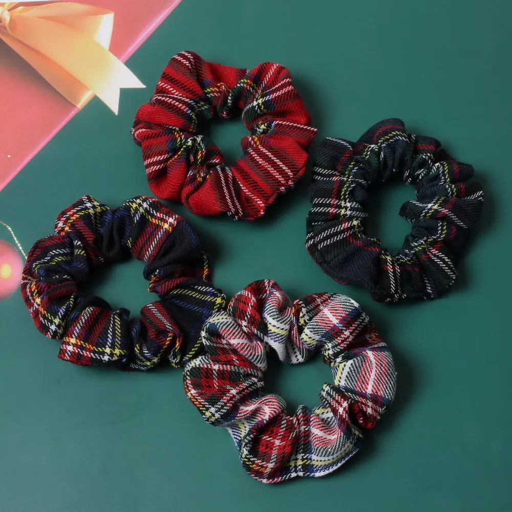 2pcs Plaid Scrunchies Set Autumn and Winter Women Hair Elastic Hair Bands Girls Hair Ties Ponytail Holders  Hair Accessories