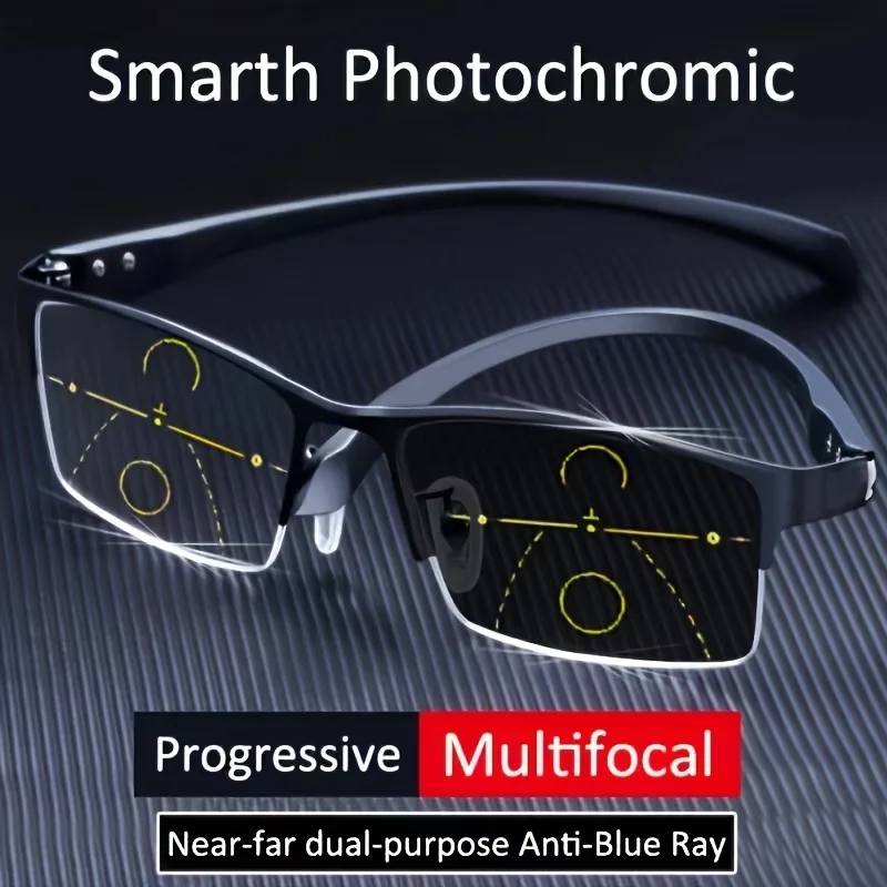 TR90 Flexible temple Photochromic Progressive Reading Glasses Men Hyperopia Presbyopia diopters Outdoor Presbyopia Lens Eyewears