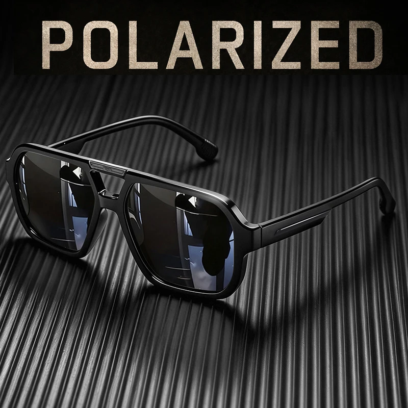 Polarized Pilot Sunglasses Men Women 2026 Retro Square Double Bridge Vintage Sun Glasses UV400 Driving Outdoor
