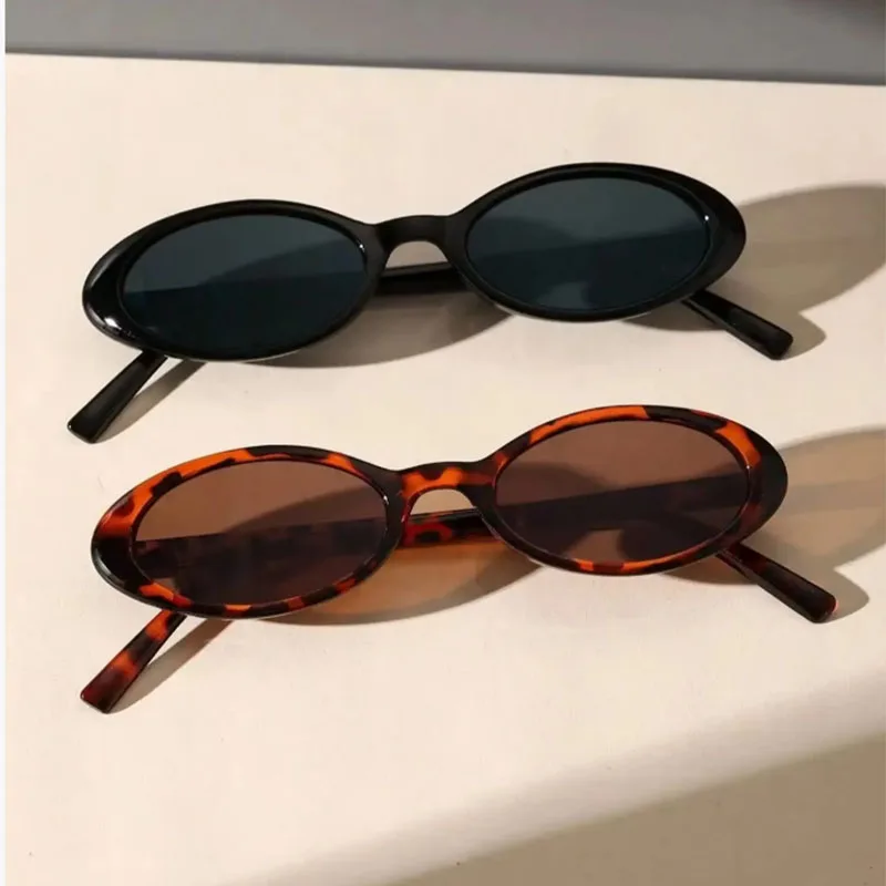 2PCS Classic Oval Small Frame Sunglasses, Fashion Decorative Sun Glasses for Outdoor, Travel, Driving & Beach Holidays