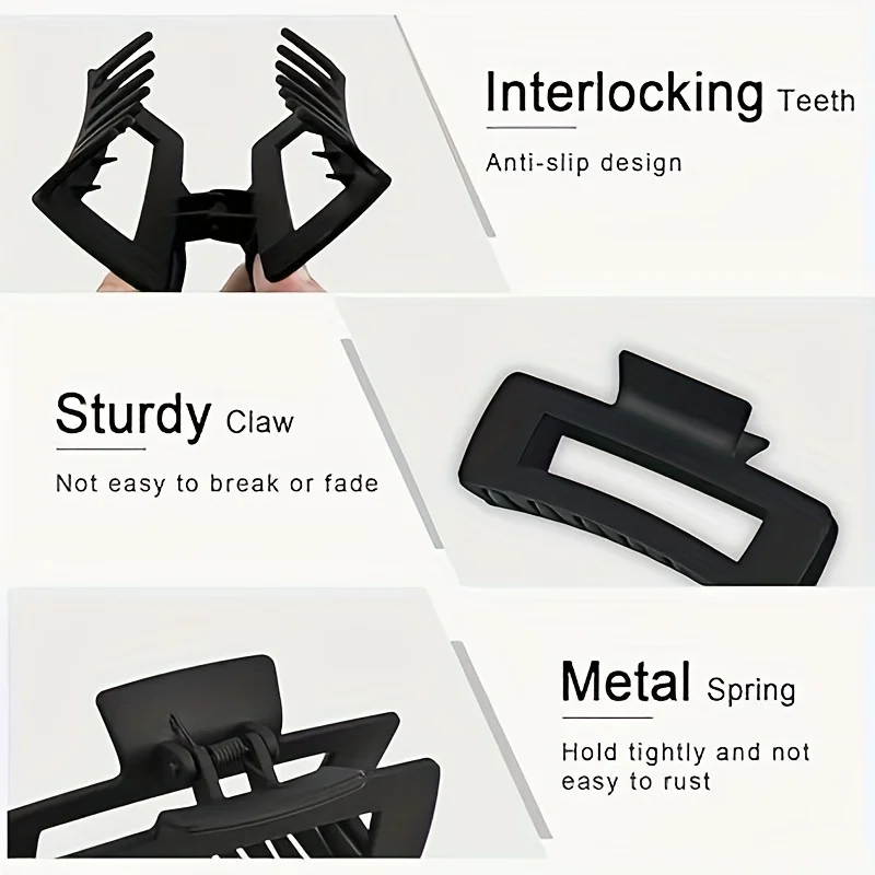 4 Pieces Of Women'S And Girls' Rectangular Hair Clips With Anti Slip Claws Suitable For Thin And Thick Hair