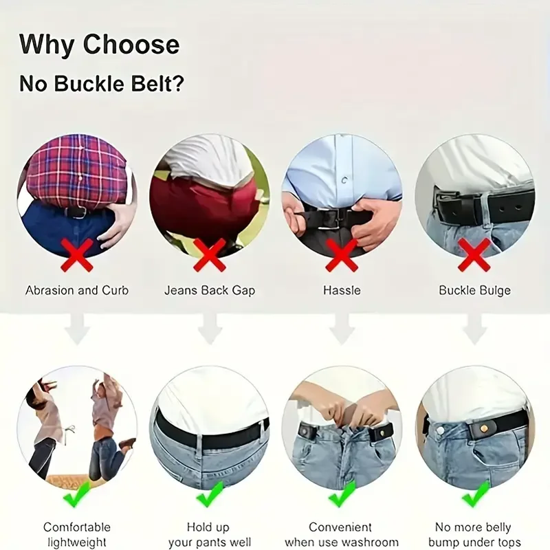 Traceless Invisible Elastic Belt Women's Belt Jeans Pants Men's Elastic Belt