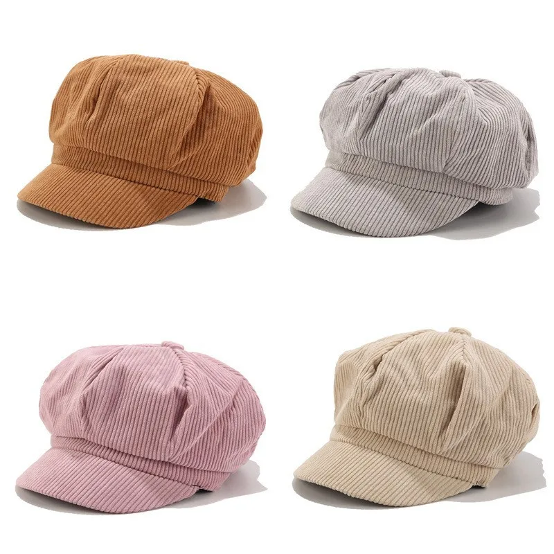 Newsboy Cap Beret Women Vintage Beret Painter Hat Winter Hats For Women Men Octagonal Caps Female Bone Solid Color Casual