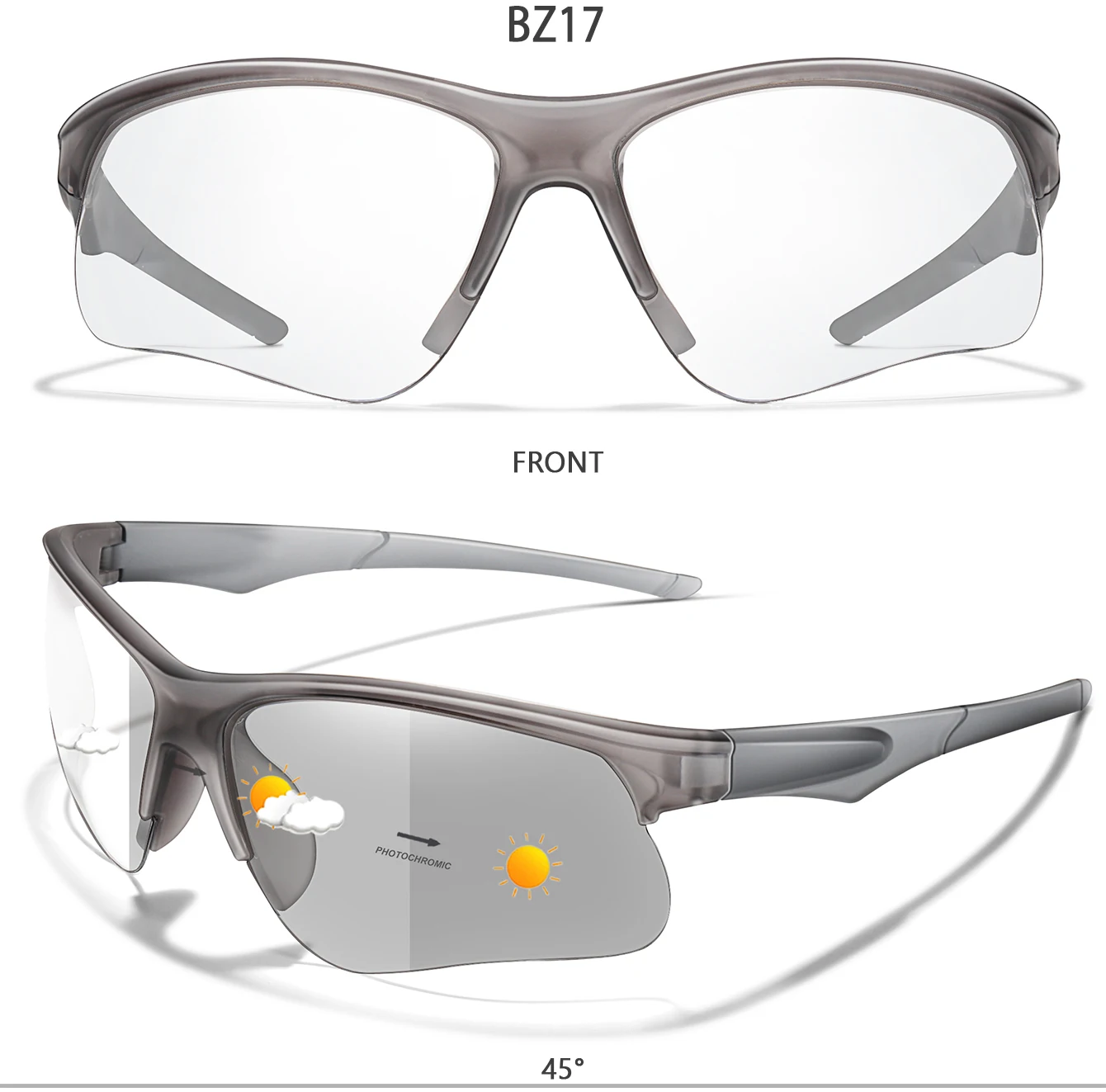Trendy Style Photochromic Sunglasses For Men Women Outdoor Mtb Bicycle Cycling Runnging Eyewear Sports Bike Windproof Goggles