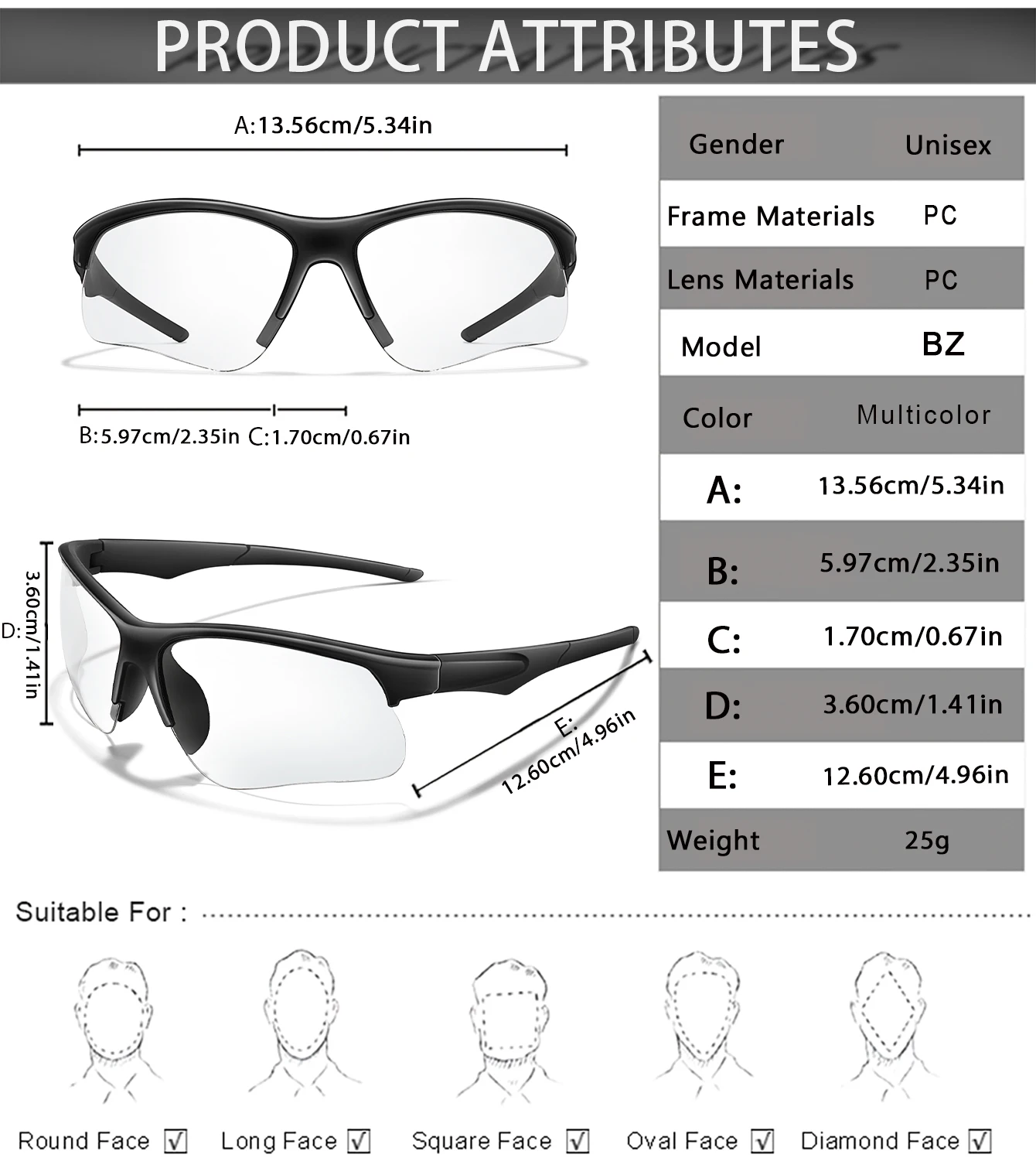 Trendy Style Photochromic Sunglasses For Men Women Outdoor Mtb Bicycle Cycling Runnging Eyewear Sports Bike Windproof Goggles