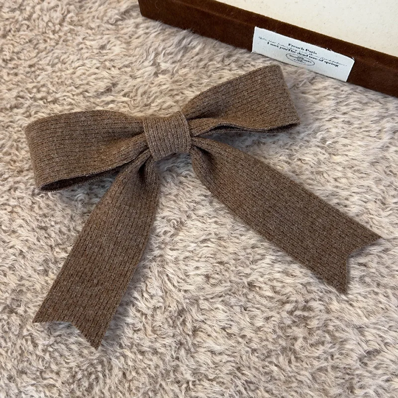 Autumn Winter Knitted Woolen Bow Hair Clips Spring Clips Womans Retro Temperament Barrettes Female Party Hairpins Hair Decorate