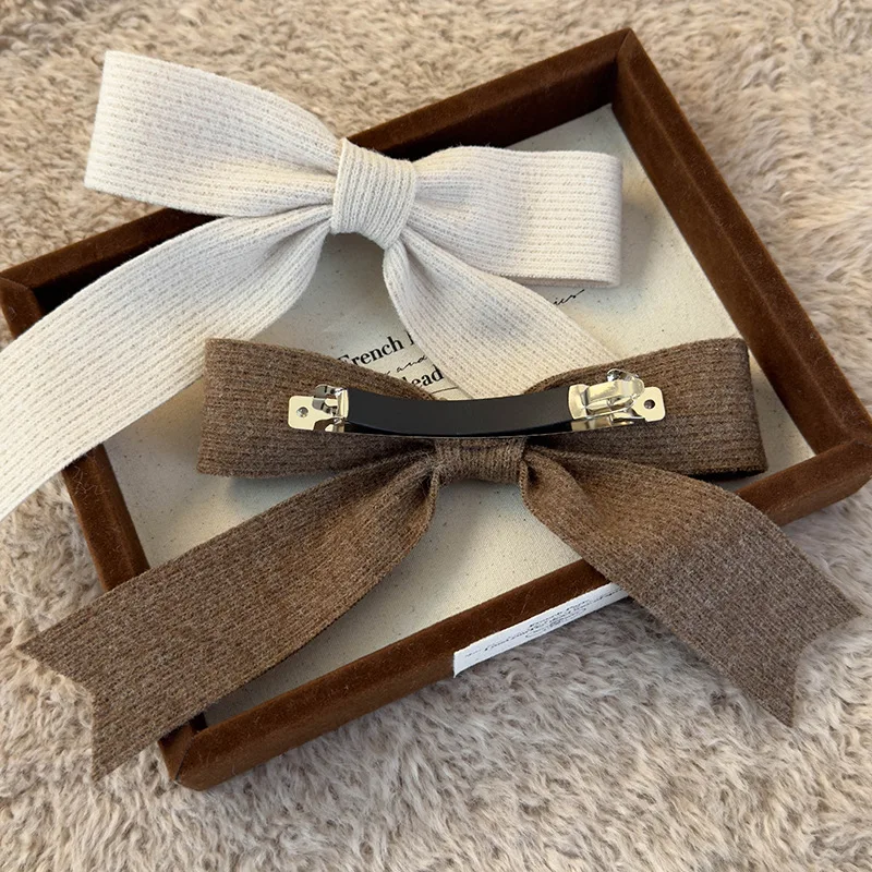 Autumn Winter Knitted Woolen Bow Hair Clips Spring Clips Womans Retro Temperament Barrettes Female Party Hairpins Hair Decorate
