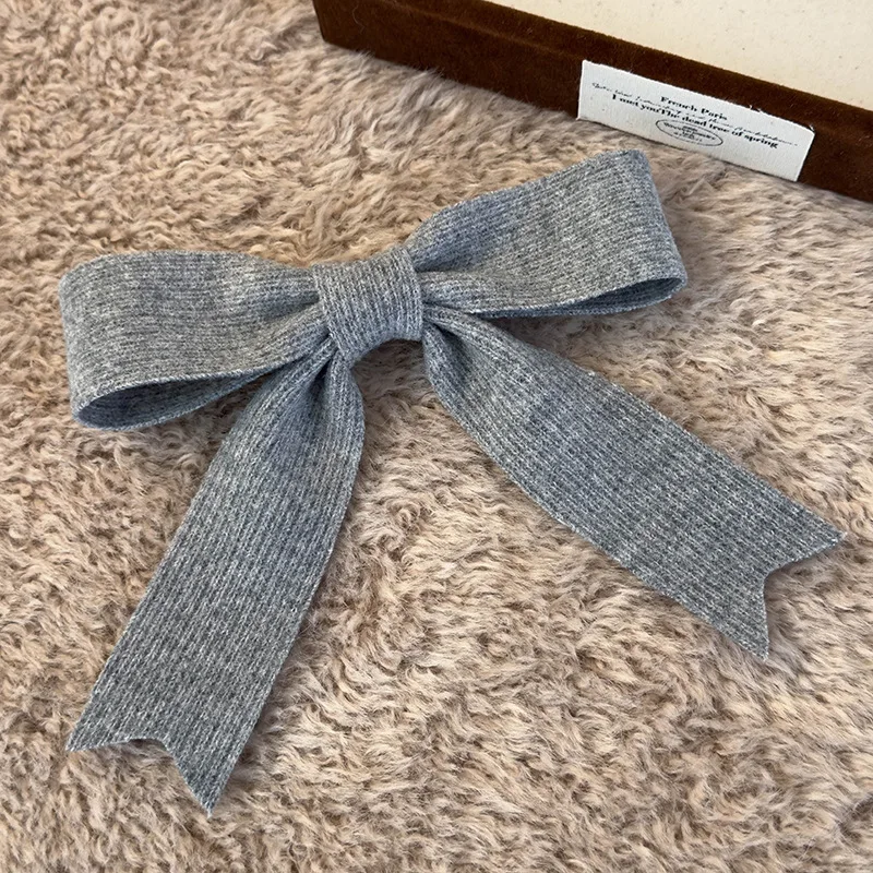 Autumn Winter Knitted Woolen Bow Hair Clips Spring Clips Womans Retro Temperament Barrettes Female Party Hairpins Hair Decorate