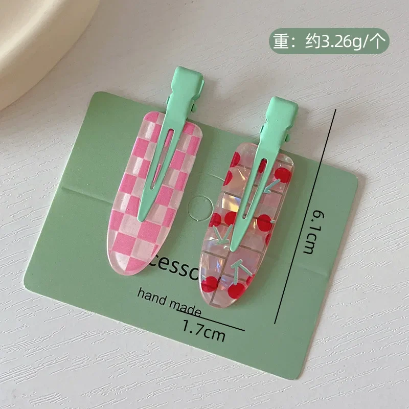 2/4pcs Candy Color Fruit Hair Bang Clip Summer Hairpin No Crease Acrylic Barrette Hair Side Clamp For Girl Hair Accessories