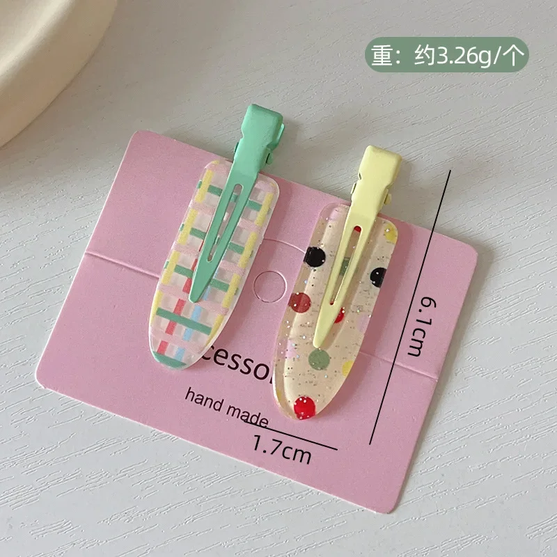 2/4pcs Candy Color Fruit Hair Bang Clip Summer Hairpin No Crease Acrylic Barrette Hair Side Clamp For Girl Hair Accessories