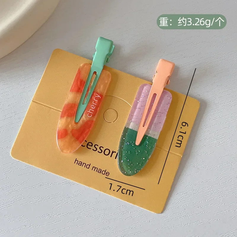 2/4pcs Candy Color Fruit Hair Bang Clip Summer Hairpin No Crease Acrylic Barrette Hair Side Clamp For Girl Hair Accessories