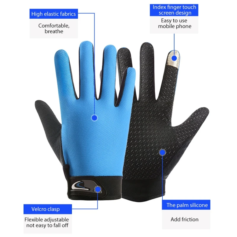 Summer Men Fishing Gloves Women Two Finger Cut Male Touchscreen Angling Anti-Slip Sun-Proof Breathable Cycling Fitness Gloves