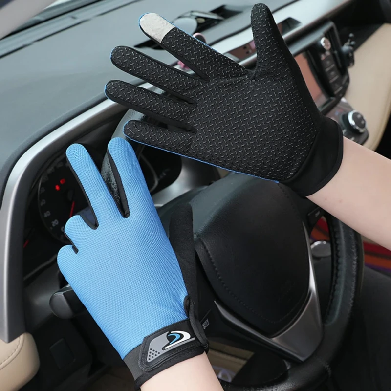 Summer Men Fishing Gloves Women Two Finger Cut Male Touchscreen Angling Anti-Slip Sun-Proof Breathable Cycling Fitness Gloves