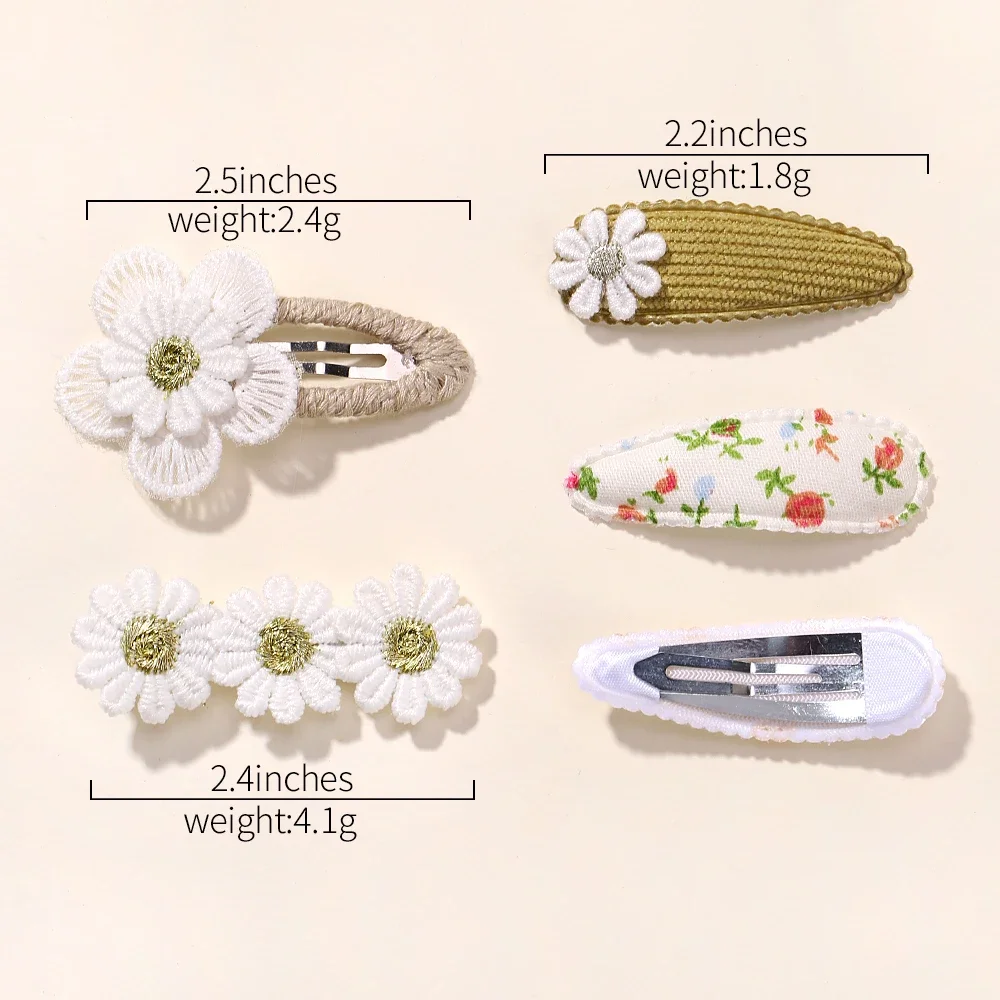 New 5Pcs BB Clips Set for Kids Hair Accessories Sweet Printe Hairbangs Hairclip Girls Barrette Ins Style Daisy Hairpin Ornaments