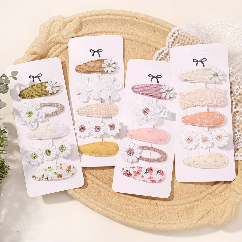 New 5Pcs BB Clips Set for Kids Hair Accessories Sweet Printe Hairbangs Hairclip Girls Barrette Ins Style Daisy Hairpin Ornaments