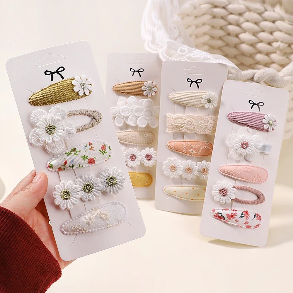 New 5Pcs BB Clips Set for Kids Hair Accessories Sweet Printe Hairbangs Hairclip Girls Barrette Ins Style Daisy Hairpin Ornaments
