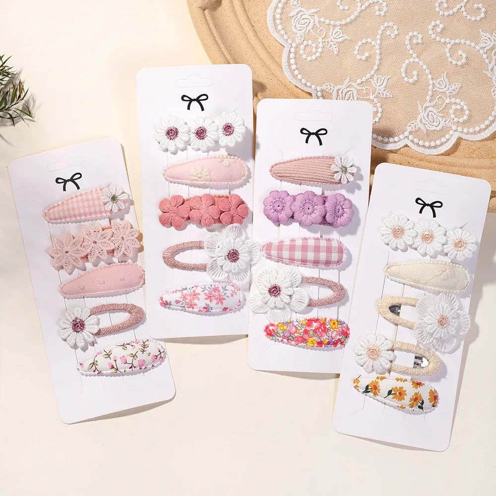 New 5Pcs BB Clips Set for Kids Hair Accessories Sweet Printe Hairbangs Hairclip Girls Barrette Ins Style Daisy Hairpin Ornaments