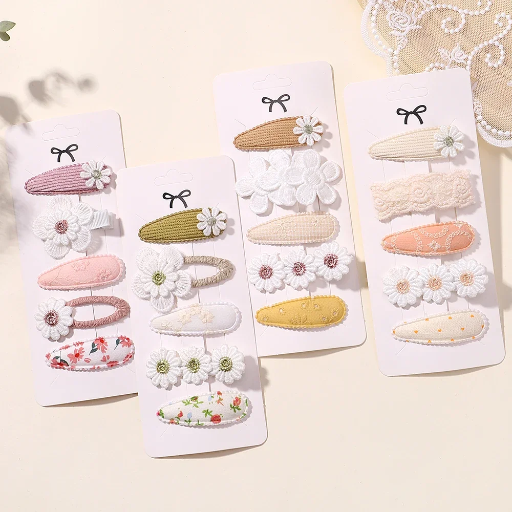 New 5Pcs BB Clips Set for Kids Hair Accessories Sweet Printe Hairbangs Hairclip Girls Barrette Ins Style Daisy Hairpin Ornaments