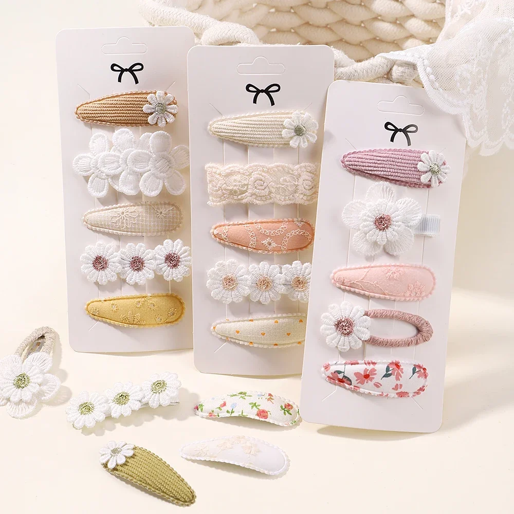 New 5Pcs BB Clips Set for Kids Hair Accessories Sweet Printe Hairbangs Hairclip Girls Barrette Ins Style Daisy Hairpin Ornaments