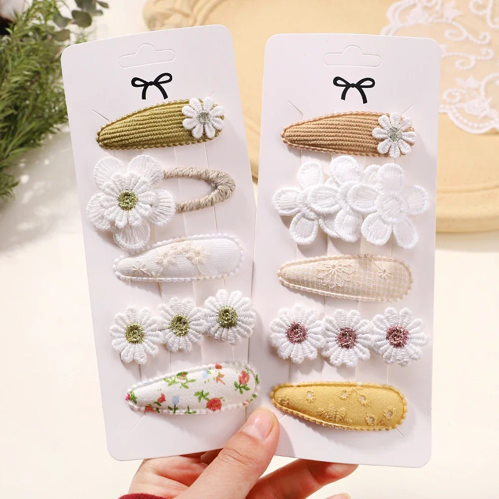 New 5Pcs BB Clips Set for Kids Hair Accessories Sweet Printe Hairbangs Hairclip Girls Barrette Ins Style Daisy Hairpin Ornaments