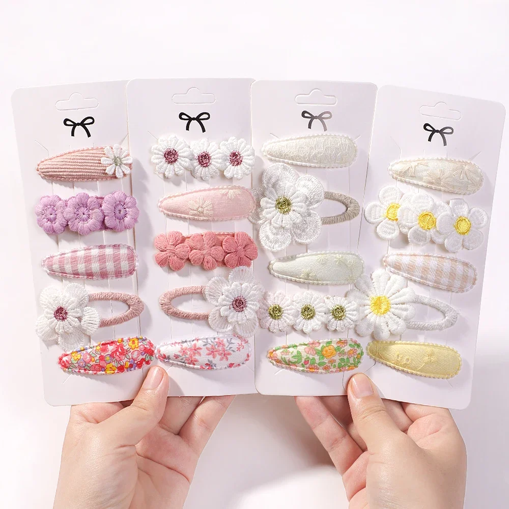 New 5Pcs BB Clips Set for Kids Hair Accessories Sweet Printe Hairbangs Hairclip Girls Barrette Ins Style Daisy Hairpin Ornaments