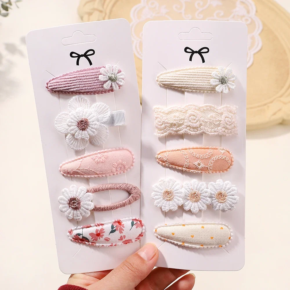 New 5Pcs BB Clips Set for Kids Hair Accessories Sweet Printe Hairbangs Hairclip Girls Barrette Ins Style Daisy Hairpin Ornaments