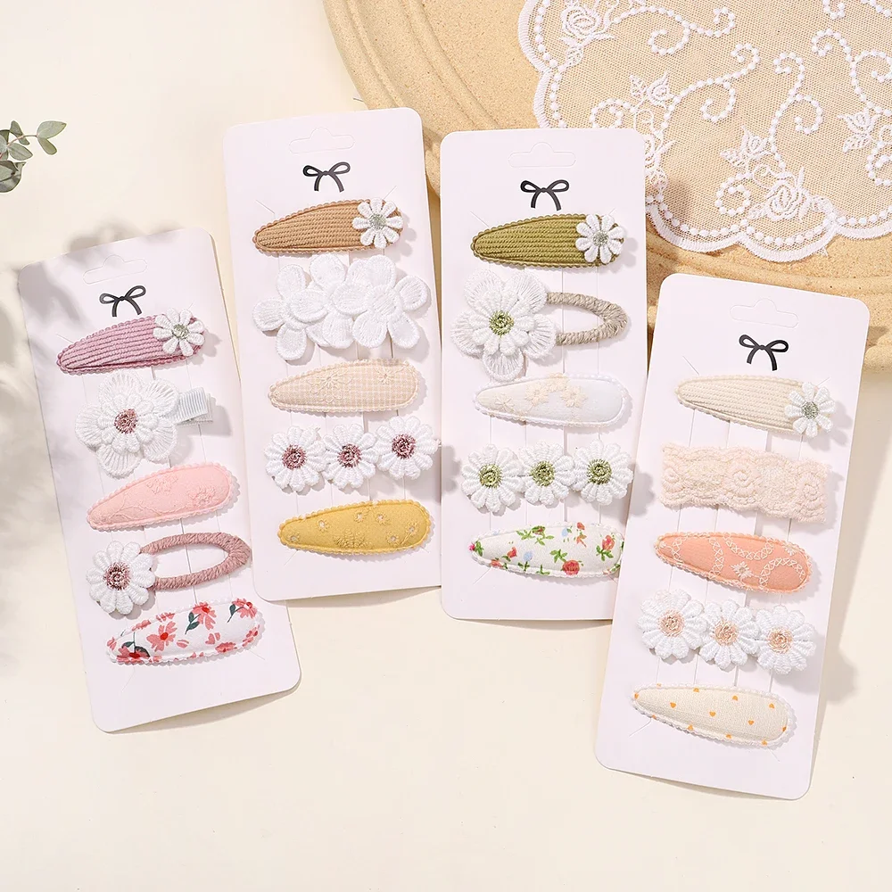 New 5Pcs BB Clips Set for Kids Hair Accessories Sweet Printe Hairbangs Hairclip Girls Barrette Ins Style Daisy Hairpin Ornaments