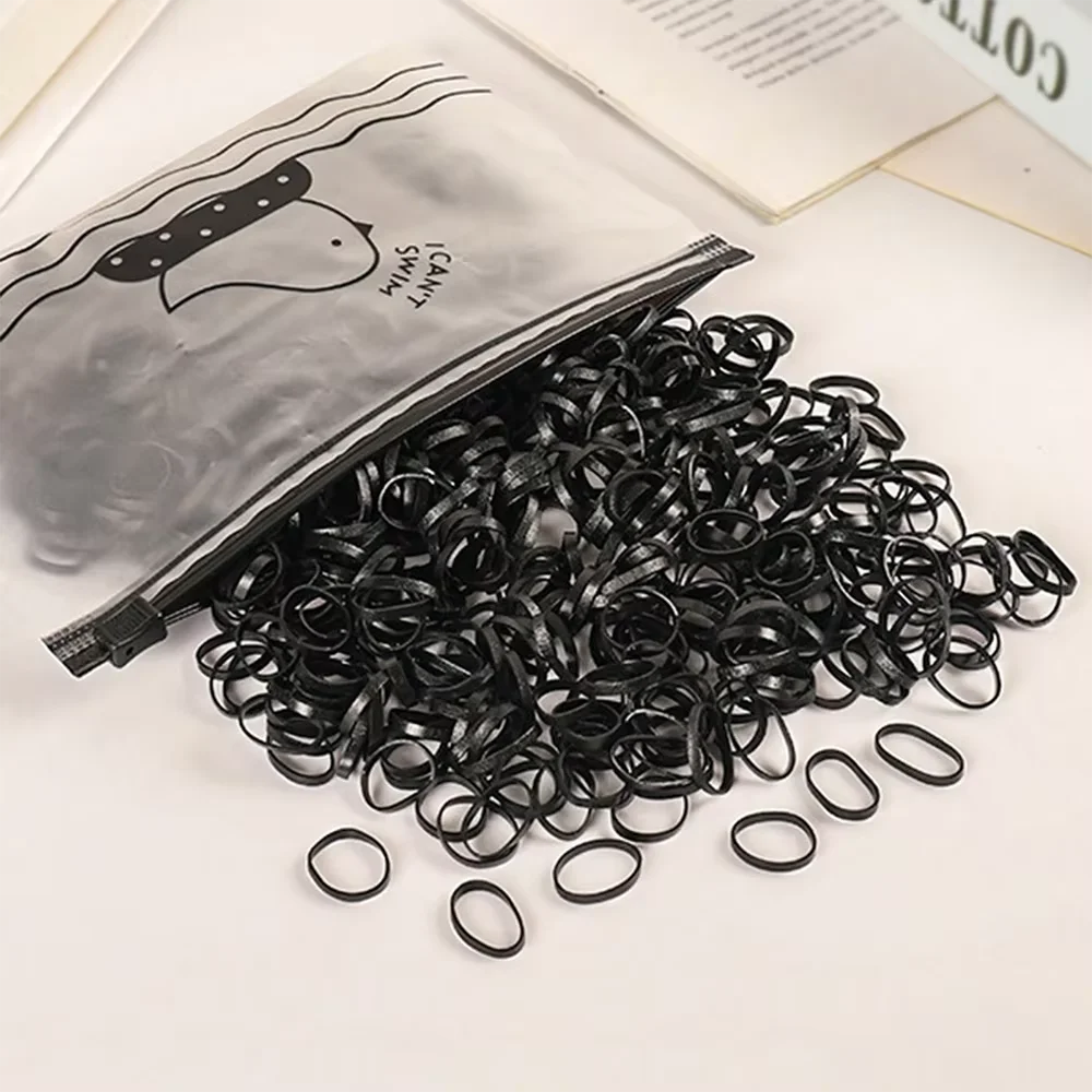 1000 Pcs/Pack Colour Children Disposable Rubber Band Black Transparent High Elasticity No Harm to Hair Accessories Headband