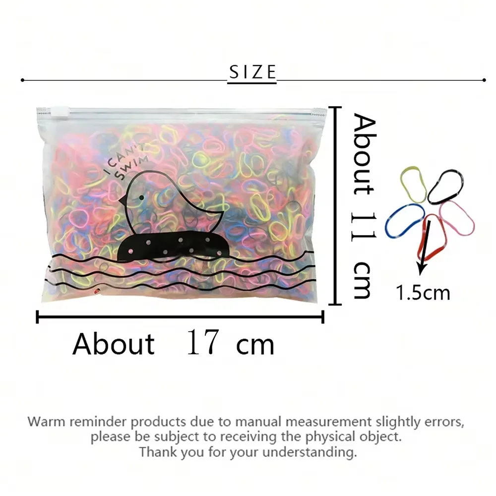 1000 Pcs/Pack Colour Children Disposable Rubber Band Black Transparent High Elasticity No Harm to Hair Accessories Headband