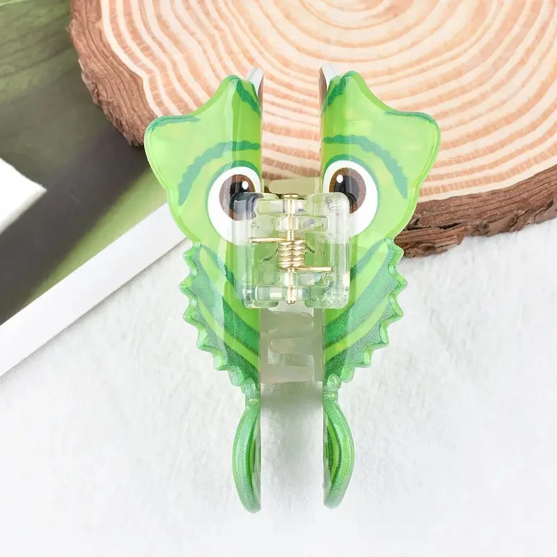Cute Green Lizard Grab Clip Non-Slip Hairpin Cartoon Animal Shark Clip Fashion Ponytail Clip Daily Wear Hair Accessories